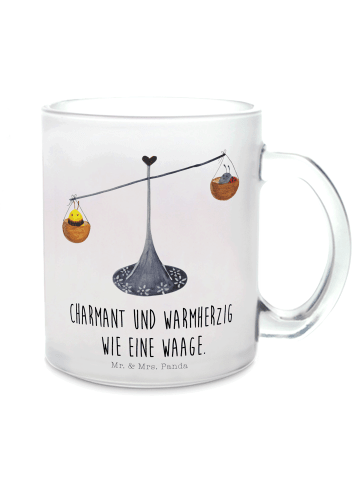 Mr. & Mrs. Panda Teetasse Sternzeichen Waage mit Spruch in Transparent