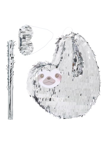 relaxdays 3-tlg. Pinata Set "Faultier" in Silber