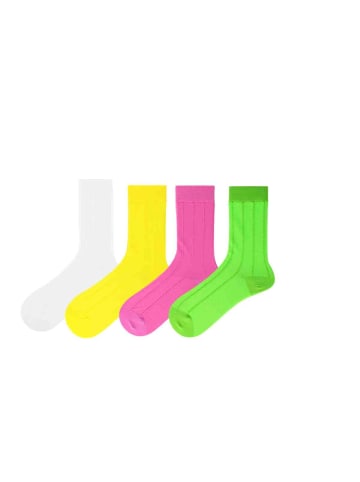 MUNADUNA 4er-Set '3D Streifen' Socken Bunt