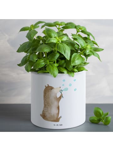 Mr. & Mrs. Panda Blumenkübel Bär Seifenblasen ohne Spruch in Weiß