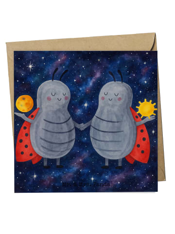 Mr. & Mrs. Panda Grußkarte Sternzeichen Zwilling Design ohne Spruch in Weiß