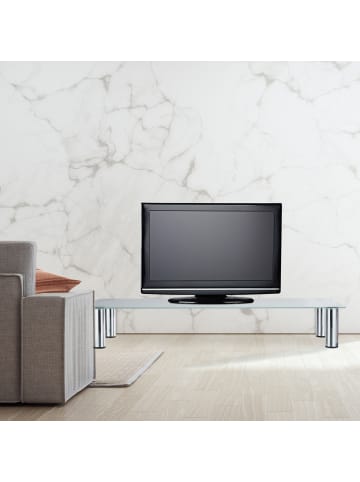 TV-Tisch in Weiß/Silber - (B)35 x (H)100 x (T)17 cm