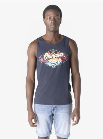 KOROSHI Herren baumwolle print tanktop in blau