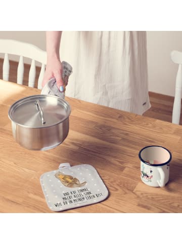 Mr. & Mrs. Panda Topflappen Otter Kind mit Spruch in Grau Pastell