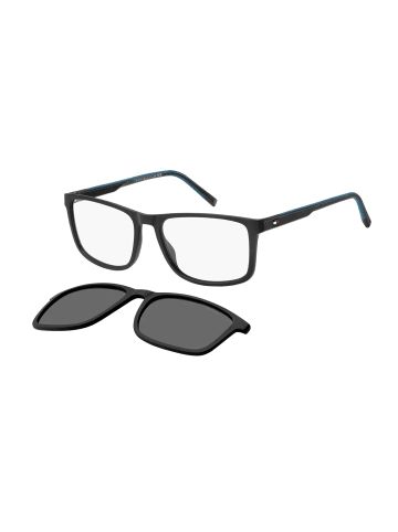 Tommy Hilfiger Herren Brillenfassung mit Sonnenbrillen-Clip Quadrat Schwarz