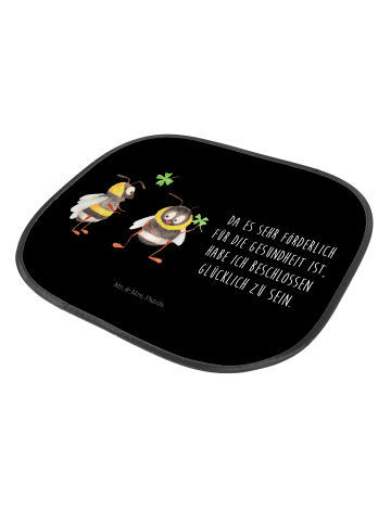 Mr. & Mrs. Panda Auto Sonnenblende Hummeln Kleeblatt mit Spruch in Schwarz