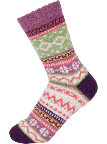 styleBREAKER Stricksocken mit Norweger Muster in Mauve-Lila
