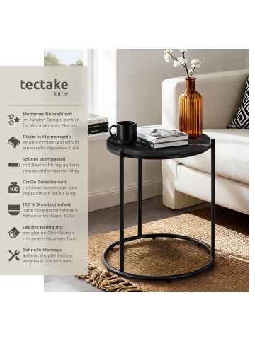 tectake Couchtisch Ellsa, hochwertige Platte in Marmoroptik mit Stahlgestell