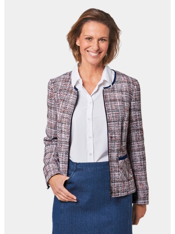 GOLDNER Bouclé-Blazer in weiß / marine / rot