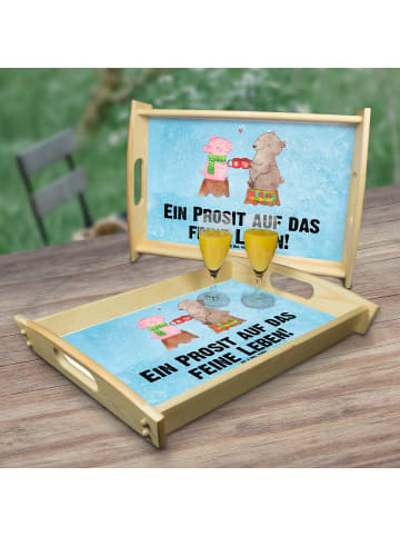 Mr. & Mrs. Panda tablett aus holz Glühschwein Sause mit Spruch in Eisblau