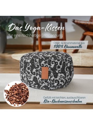 DoYourFitness Yoga-Kissen Vishnu gefüllt Buchweizen weiß/schwarz rund Style 3 Schwarz