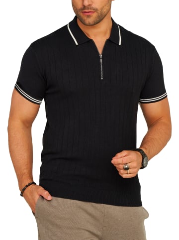 SOUL STAR Poloshirt - S2VALKA Basic Kurzarm Knit Polo Hemd Feinstrick Kontrast in Black