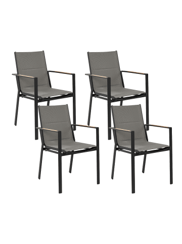 Beliani 4-tlg Gartenstuhl BUSSETO in Schwarz/Grau/Braun