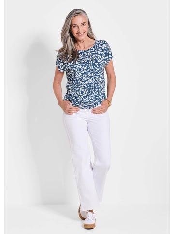 GOLDNER Grafisches Damenoberteil in marine / weiß / gemustert