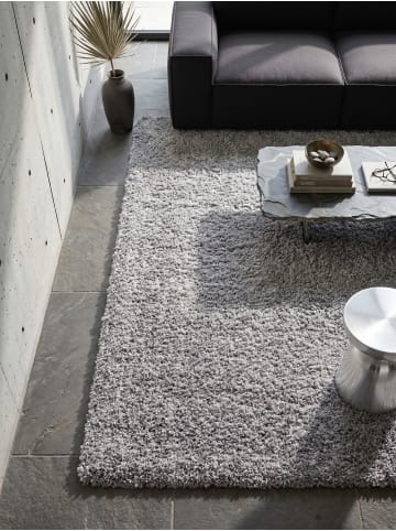 KADIMA DESIGN Teppich Hochflor Shaggy Waschbar Einfarbig RHEIN Strapazierfähig in Hellgrau