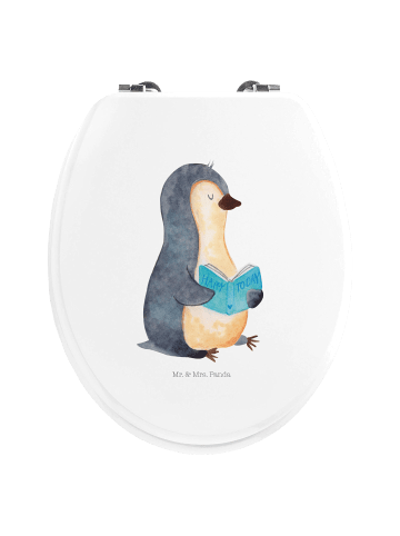 Mr. & Mrs. Panda Motiv WC Sitz Pinguin Buch ohne Spruch in Weiß