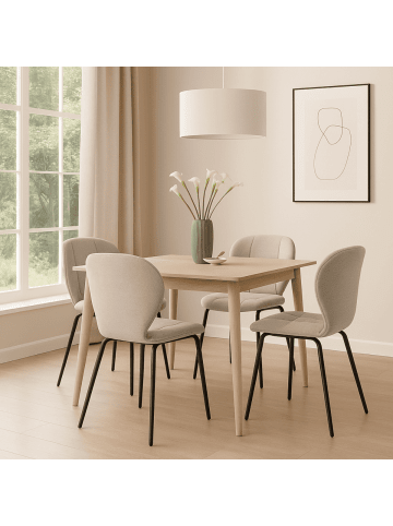 CALICOSY 2er-Set Stühle MAORI in Beige - (W)50 x (H)48 x (L)48,5 cm