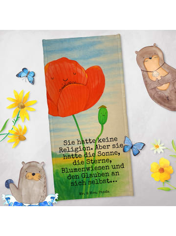 Mr. & Mrs. Panda Duschtuch Blume Mohnblume Design mit Spruch in Blattgrün