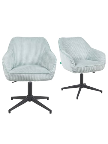 DUBI Möbel 2er-Set: Bürostuhl Mika-Caro in Hellblau - (B)60 x (H)79 x  (T)61 cm