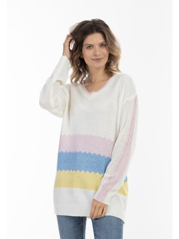 usha BLUE LABEL Damen Strick Pullover in Weiss Rosa Gelb
