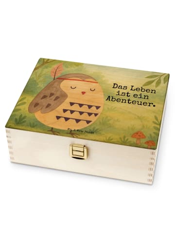Mr. & Mrs. Panda Teedose Holz Eule Federschmuck Design mit Spruch in Weiß