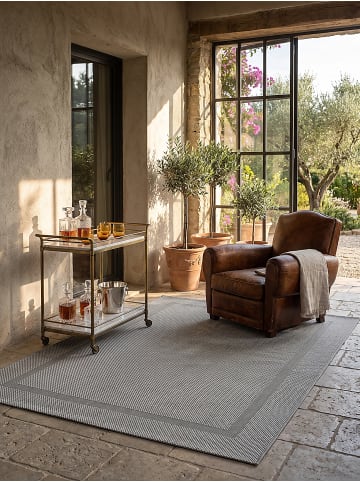 KADIMA DESIGN Flachwebteppich Bordüre flachgewebt pflegeleicht Wohnzimmer Flur in Grau