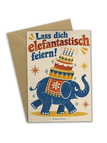 Mr. & Mrs. Panda Geburtstagskarte Elefant Linolschnitt Design mi... in Weiß
