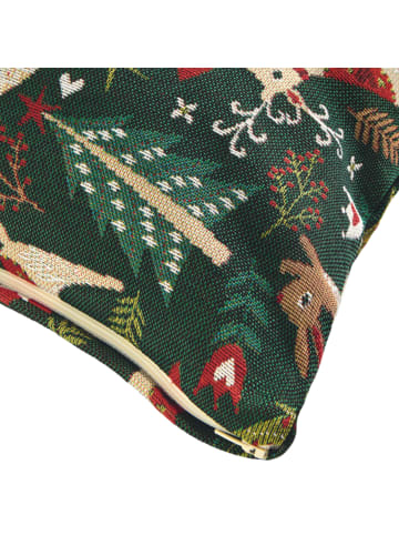 Erwin Müller Jacquard, Baumwollmischung, Gewebt, Gobelin Kissenhülle in grün