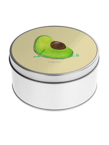 Mr. & Mrs. Panda Blechdose rund Avocado Schwangerschaft ohne Spruch in Gelb Pastell