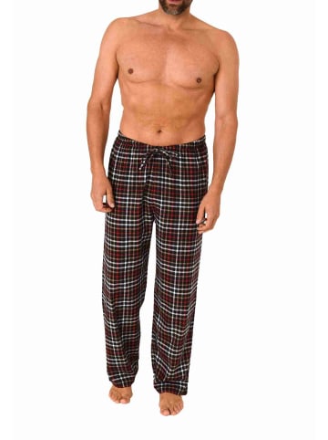 NORMANN Flanell Schlafanzug Pyjama Hose lang kariert Baumwolle - 70780 in dunkelgrau