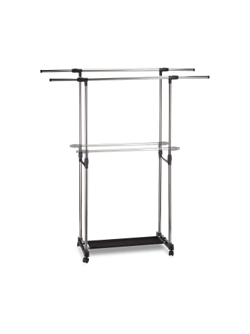 relaxdays Rollgarderobe in Silber/Schwarz