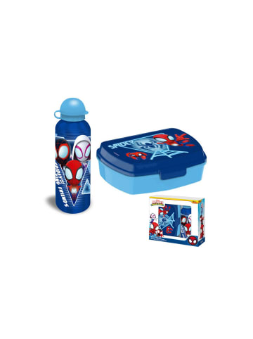 MARVEL Spider-Man Brotdose & Trinkflasche Set Blau Web Design