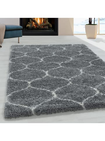 KADIMA DESIGN Teppich Hochflor Shaggy Skandi-Muster Polypropylen Wohnzimmer in Grau