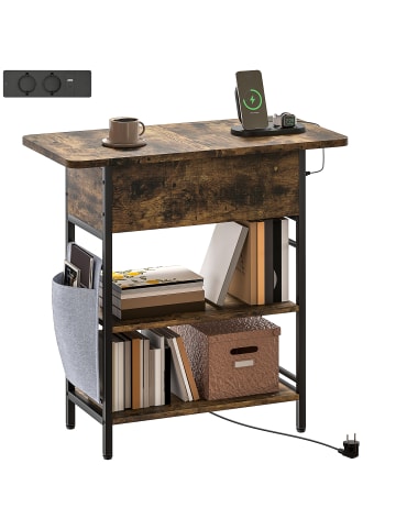 HOMCOM Beistelltisch-60L x 29,8B x 58,5H cm-Rustikal-Braun