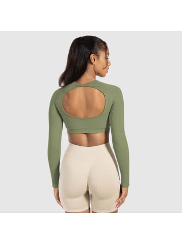 SMILODOX Crop Longsleeve Bethy Seamless in Khaki