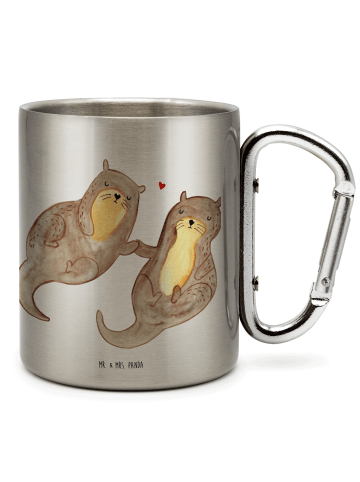 Mr. & Mrs. Panda Becher Otter Hände halten ohne Spruch in Silber