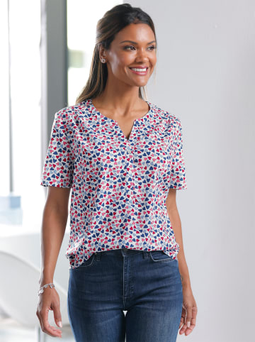 Sieh an! Kurzarm-Bluse in ecru-bedruckt