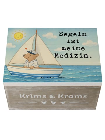 Mr. & Mrs. Panda Holzbox Bär Segeln Design mit Spruch in Weiß