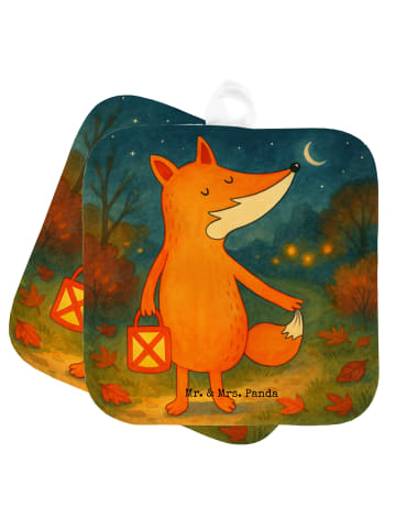 Mr. & Mrs. Panda Topflappen Fuchs Laterne Design ohne Spruch in Weiß