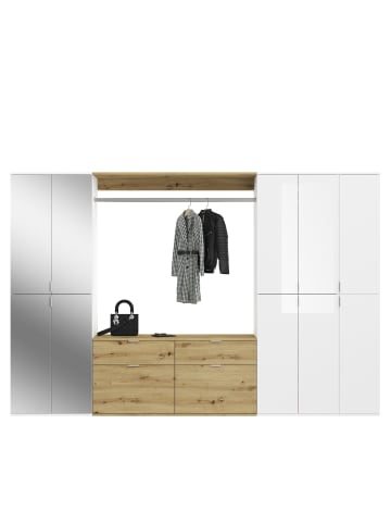 xonox.home Garderoben-Set  (B/H/T: 273x193x34 cm) in weiß / Artisan Eiche Nachbildung