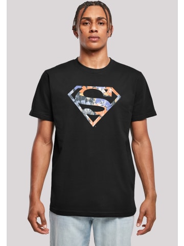 F4NT4STIC T-Shirt T-Shirt DC Comics Superman Floral Logo Superheld in schwarz
