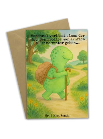 Mr. & Mrs. Panda Klappkarte Schildkröte Wanderer Design mit Spruch in Weiß