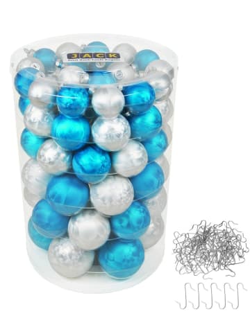 JACK 60x Eislack Christbaumkugeln Glas Kugeln versch. Größen in Weiß Blau