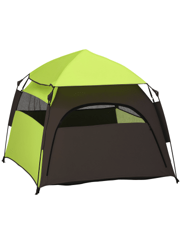 Pawhut Haustierzelt Grün+Dunkelgrau 120L x 120B x 106H cm