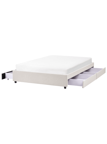 Beliani Doppelbett PRADES in Beige - (W) 149 x (H) 32 x (L) 211 cm