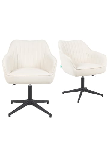 DUBI Möbel 2er-Set: Bürostuhl Mika-Caro in Creme - (B)60 x (H)79 x  (T)61 cm