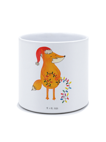 Mr. & Mrs. Panda Blumenkübel Fuchs Weihnachten ohne Spruch in Weiß