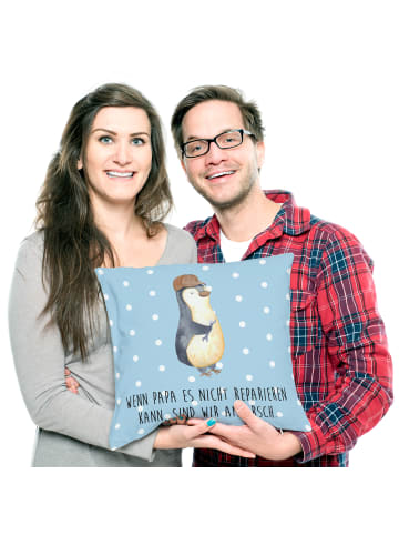Mr. & Mrs. Panda Kopfkissen Wenn Papa es nicht reparieren kann, ... in Blau Pastell