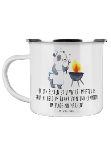 Mr. & Mrs. Panda Teetasse Bester Stiefvater mit Spruch in Weiß