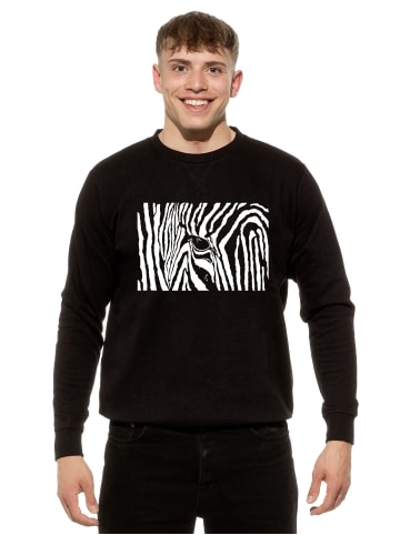 Cotton Prime® Sweatshirt Black & White Zebra Eye in Schwarz